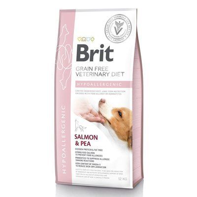Сухой корм Brit GF VetDiet Dog Hypoallergenic для собак, при пищевой аллергии, с лососем, горохом и гречкой, 12 кг 1111151949 фото
