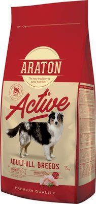 Полноценный сухой корм для взрослых активных собак всех пород ARATON ACTIVE All Breeds 15кг ART47466 фото