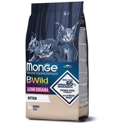 Низькозерновий сухий корм Monge Cat Bwild Low Grain Kitten для кошенят із м'ясом гусака 1,5 кг 70012041 фото