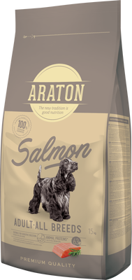Полноценный сухой корм с лососем для взрослых собак всех пород ARATON SALMON Adult All Breeds 15кг ART47471 фото