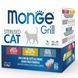 Вологий корм Monge Cat GRILL Wet MIX Sterilised Набір консерви для кішок, мікс 3 смаку: телятина/півник/форель 12 шт по 100 гр 70017527 фото 1