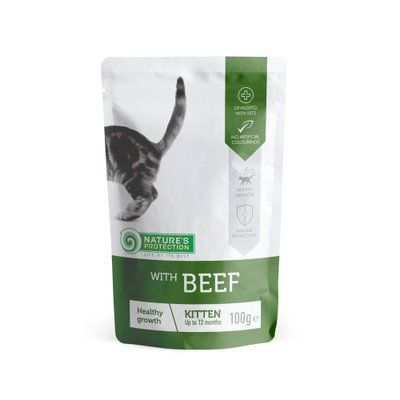 Влажный корм для здорового развития котят с говядиной Nature&lsquo;s Protection Kitten Healthy Growth with Beef 100г KIK45278 фото