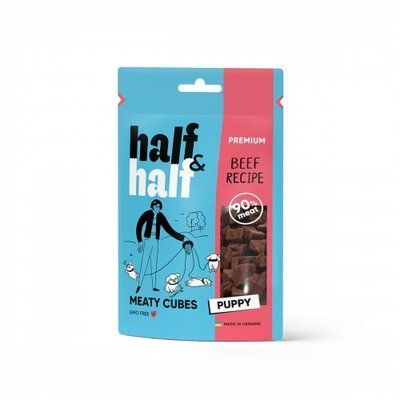 Ласощі для цуценят Half&Half у формі м'ясних кубиків з яловичиною, 100 г 1111175707 фото