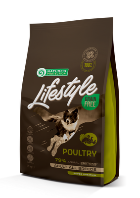 Сухий беззерновий корм з птицею для дорослих собак всіх порід Nature's Protection Lifestyle Grain Free Poultry Adult All Breeds 1.5кг NPLS45675 фото