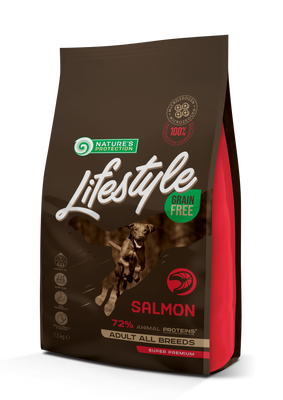 Сухий беззерновий корм з лососем для дорослих собак всіх порід Nature's Protection Lifestyle Grain Free Salmon Adult All Breeds 1.5кг NPLS45677 фото