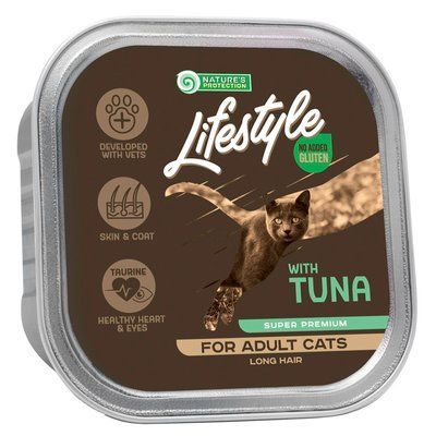 Вологий корм для дорослих довгошерстих котів з тунцем Nature's Protection Lifestyle Long Hair with Tuna 85 г KIKLS45719 фото