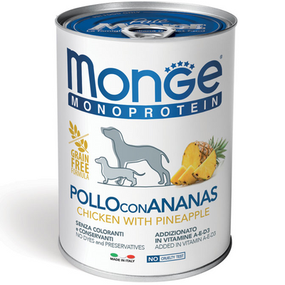 Вологий корм Monge Dog Wet FRUIT MONOPROTEIN Паштет курка з ананасом 400 гр 70014311 фото