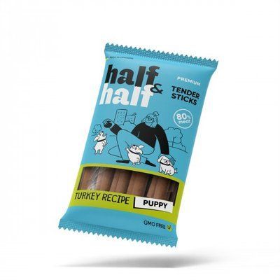 Ласощі для цуценят Half&Half у формі м'ясних паличок з індичкою, 100 г 1111175711 фото